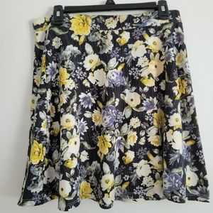 Floral Denim-like Design fabric skirt